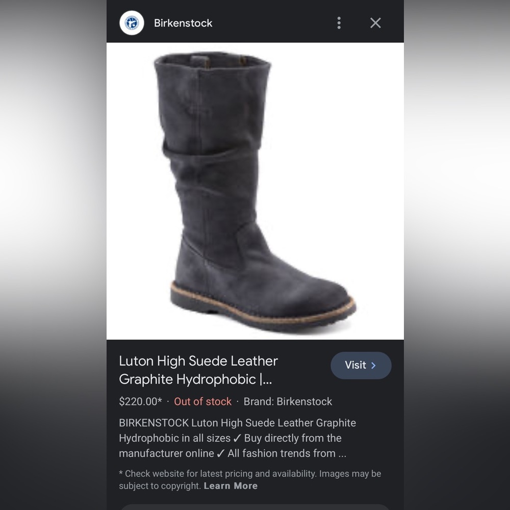NWOBox Birkenstock Luton suede high boots Graphite Hydrophobic size 11-11.5 (42) - Picture 5 of 16